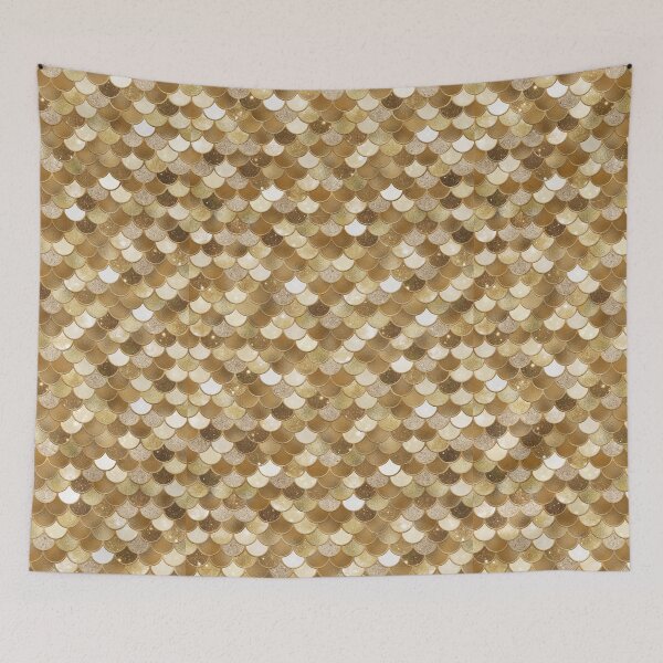 Item preview, Gold Glitter Mermaid Scale Pattern  designed and sold by PressedOak.