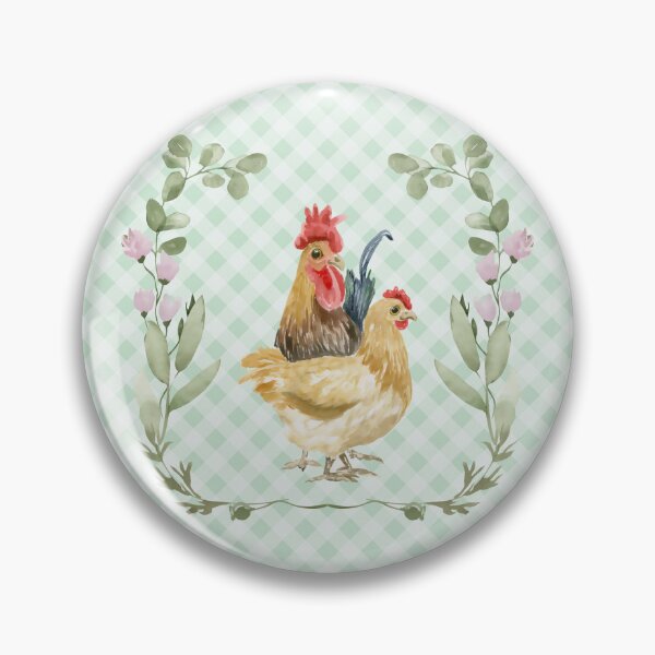 Item preview, Beautiful hen and rooster, florals and gingham, cottagecore aesthetic. Chickens are awesome collection, 1 of 3. designed and sold by Orianah.