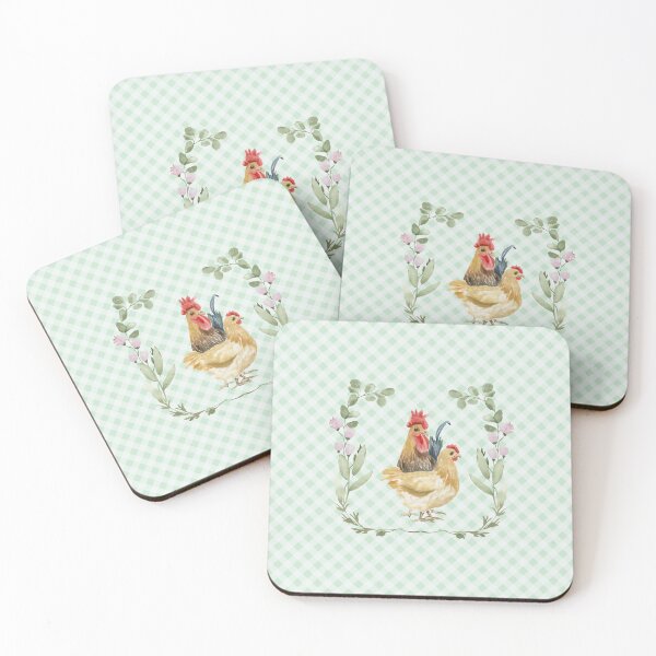 Item preview, Beautiful hen and rooster, florals and gingham, cottagecore aesthetic. Chickens are awesome collection, 1 of 3. designed and sold by Orianah.