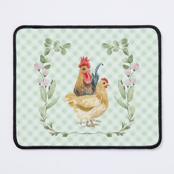 Item preview, Beautiful hen and rooster, florals and gingham, cottagecore aesthetic. Chickens are awesome collection, 1 of 3. designed and sold by Orianah.