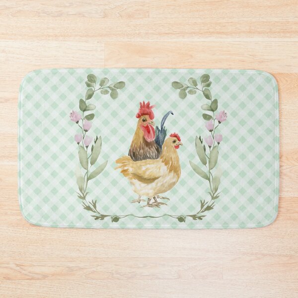 Item preview, Beautiful hen and rooster, florals and gingham, cottagecore aesthetic. Chickens are awesome collection, 1 of 3. designed and sold by Orianah.