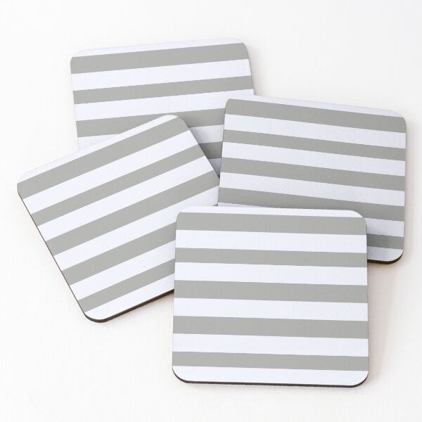 Item preview, Alabaster White and Silver Colors in Horizontal Stripes designed and sold by NECHSTORE.