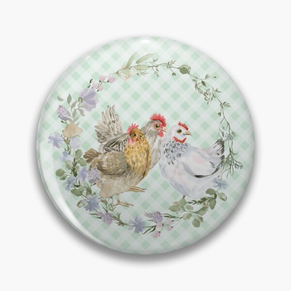 Item preview, Beautiful hen and rooster, florals and gingham, cottagecore aesthetic. Chickens are awesome collection, 2 of 3. designed and sold by Orianah.