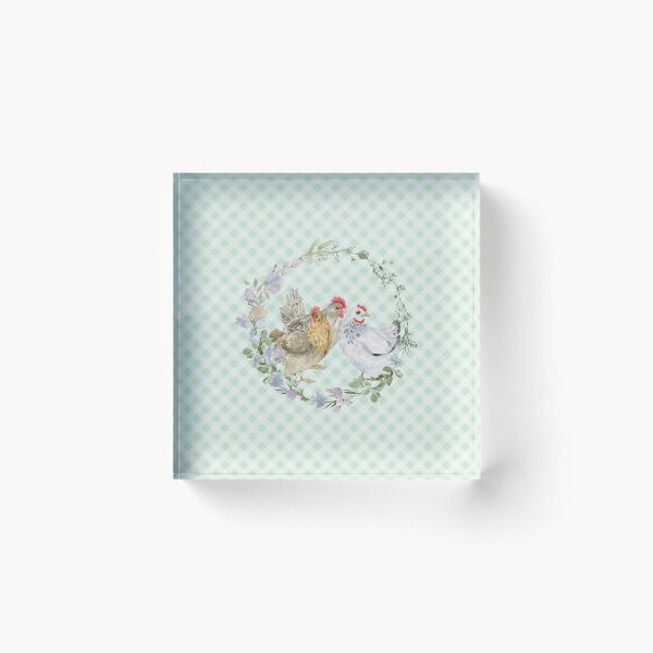 Item preview, Beautiful hen and rooster, florals and gingham, cottagecore aesthetic. Chickens are awesome collection, 2 of 3. designed and sold by Orianah.