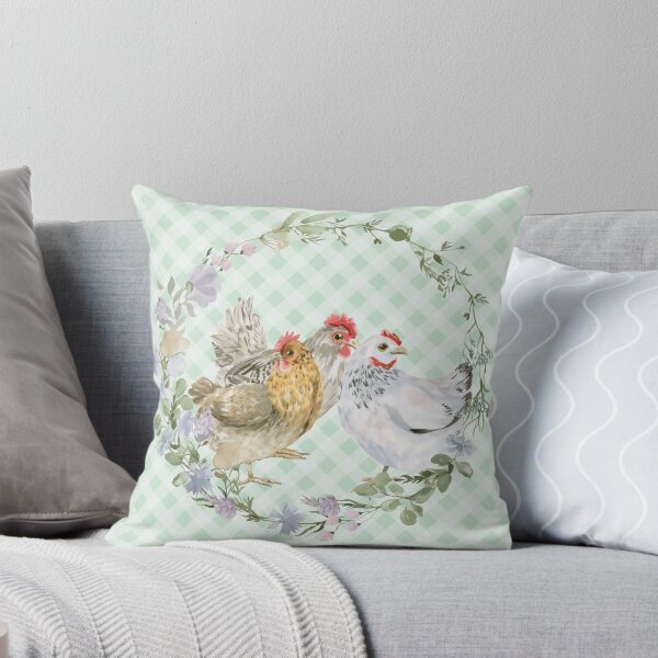Item preview, Beautiful hen and rooster, florals and gingham, cottagecore aesthetic. Chickens are awesome collection, 2 of 3. designed and sold by Orianah.