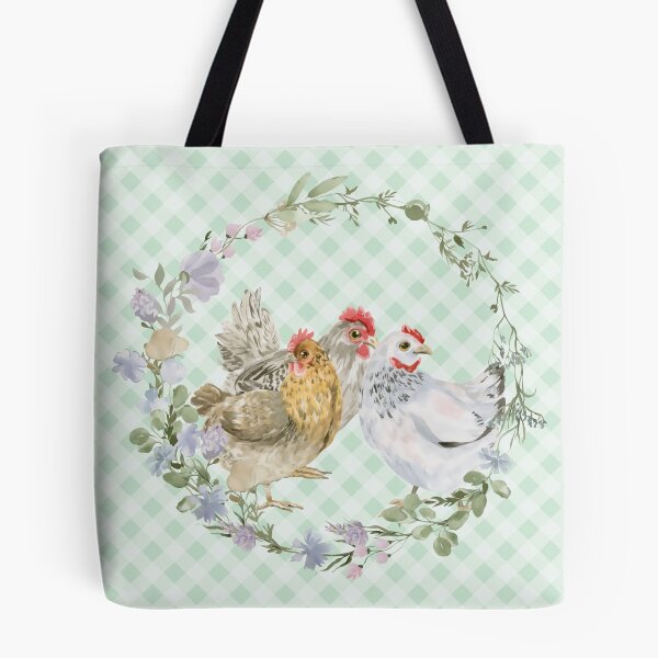 Item preview, Beautiful hen and rooster, florals and gingham, cottagecore aesthetic. Chickens are awesome collection, 2 of 3. designed and sold by Orianah.