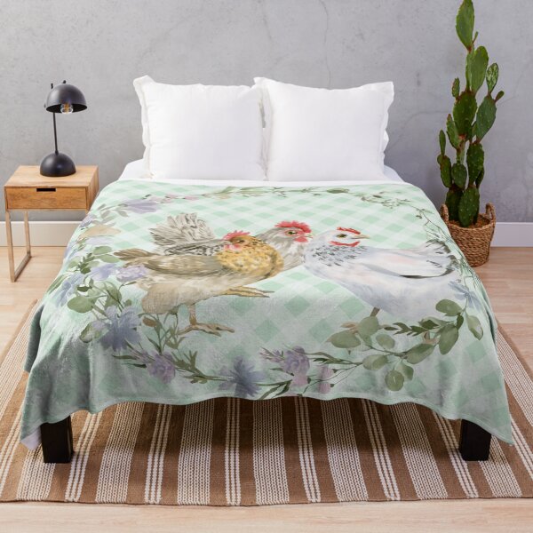 Item preview, Beautiful hen and rooster, florals and gingham, cottagecore aesthetic. Chickens are awesome collection, 2 of 3. designed and sold by Orianah.