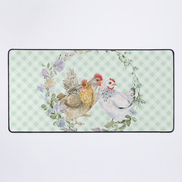 Item preview, Beautiful hen and rooster, florals and gingham, cottagecore aesthetic. Chickens are awesome collection, 2 of 3. designed and sold by Orianah.