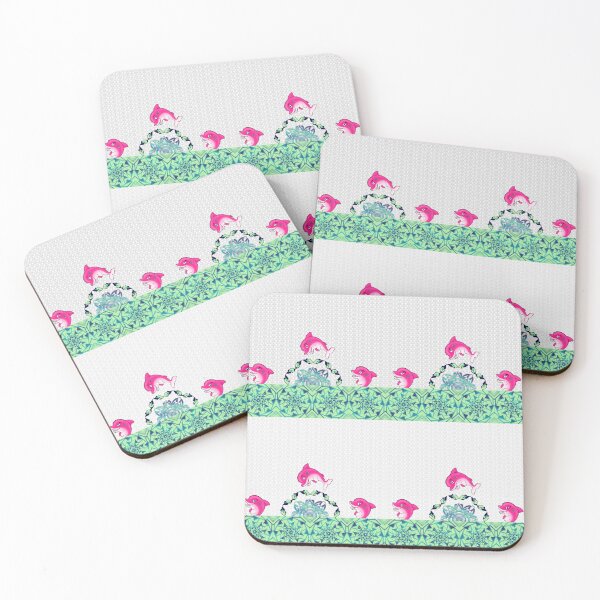 Item preview, Happy Pink Dolphin in the Sea Seamless Pattern  designed and sold by MyMemoriesArts.