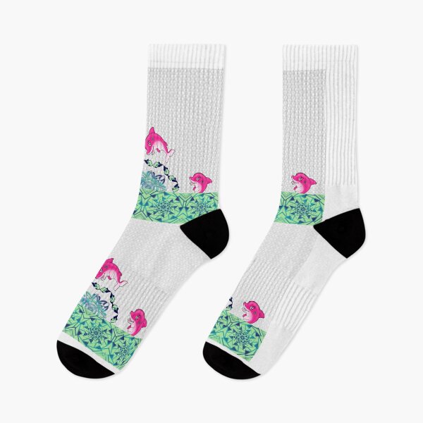 Item preview, Happy Pink Dolphin in the Sea Seamless Pattern  designed and sold by MyMemoriesArts.