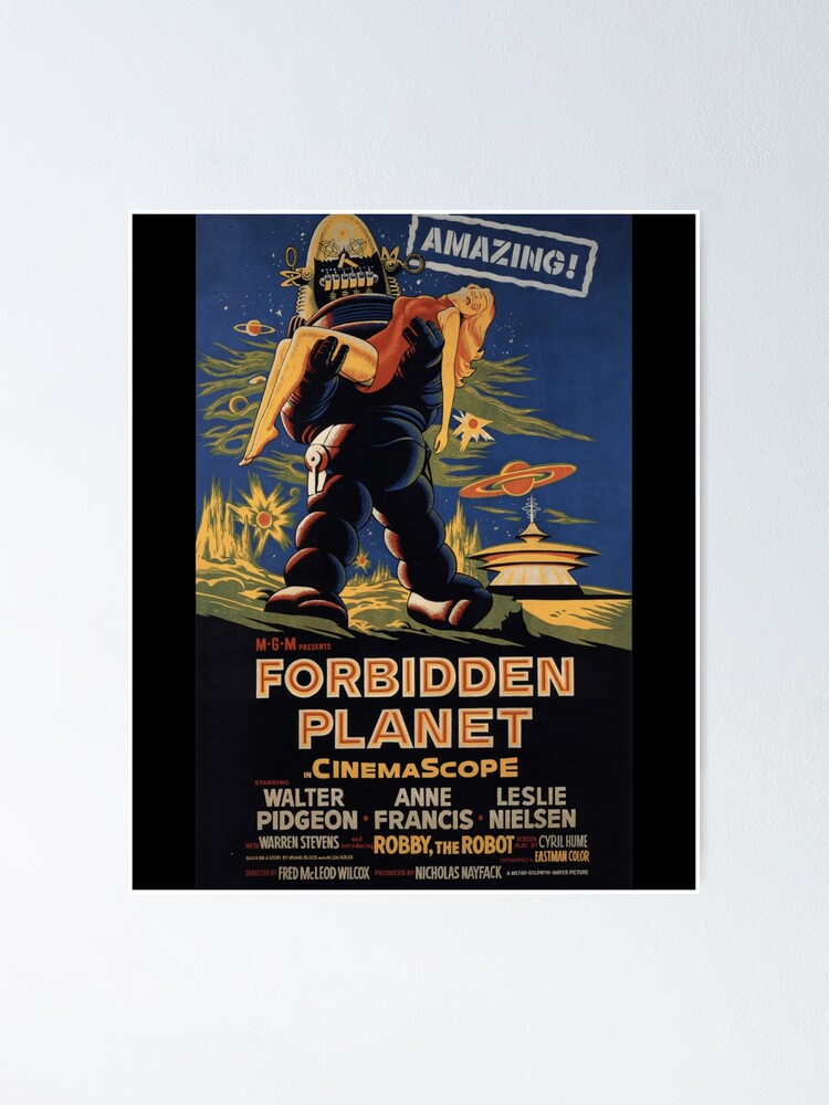 Forbidden Planet 1956 Vintage Science Fiction Movie Poster Half