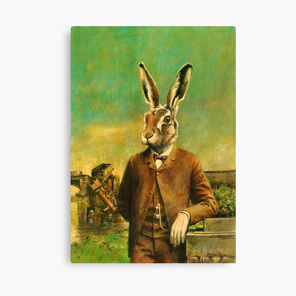 Striking pink and green colourful hare painting on canvas
