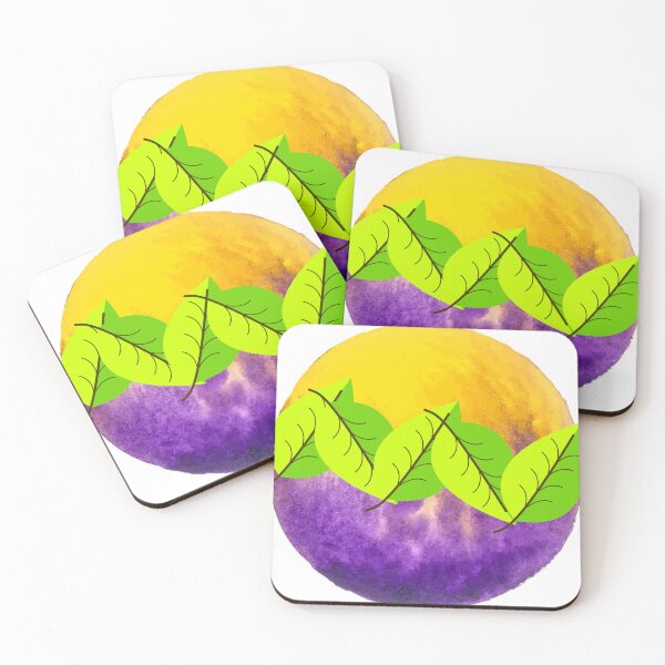 Item preview, circle & leaves ,yellow purple background designed and sold by time-to-relax.