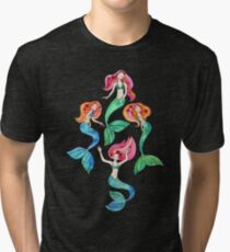 Merry Mermaids in Watercolor Tri-blend T-Shirt