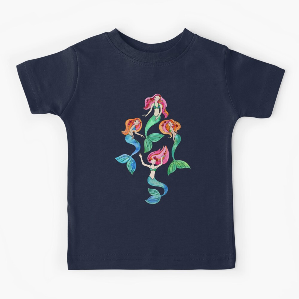 Merry Mermaids in Watercolor Kids T-Shirt