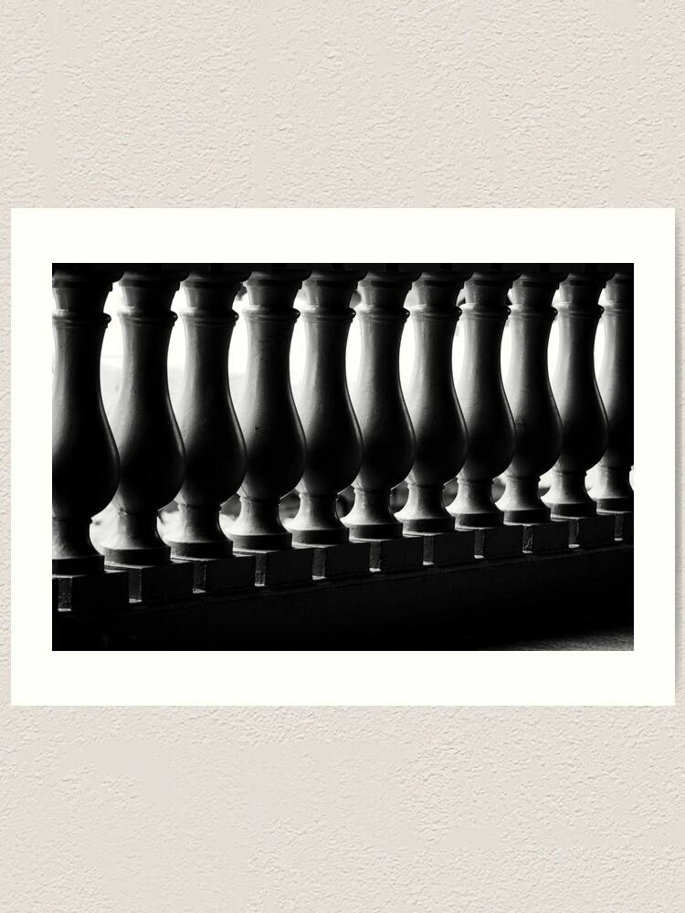 Alternate view of Photograph Black and White Dramatic Architectural Curved Light Dark Balusters in Bahamas Caribbean Travel Art Print Home Decor Art Print