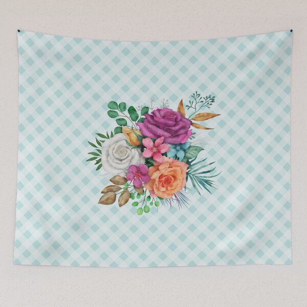 Item preview, Pretty vintage rose bouquet and gingham, cottagecore aesthetic collection 2 of 3 designed and sold by Orianah.