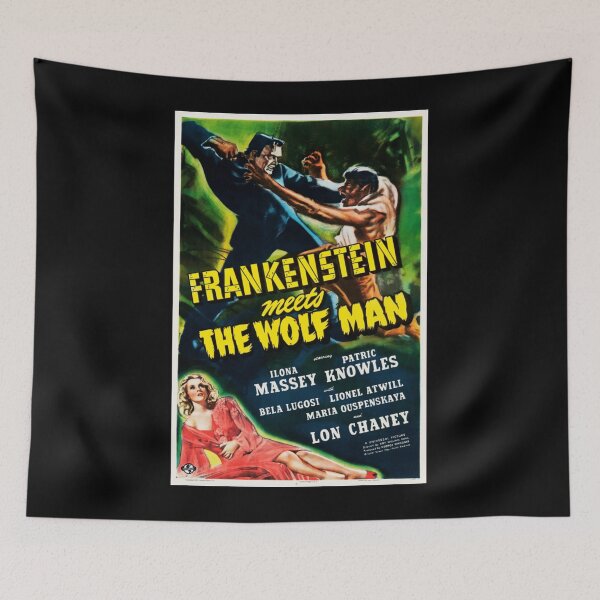 Item preview, FRANKENSTEIN MEETS WOLFMAN Cult Horror Film Vintage Movie Classic  designed and sold by poppenmimozo.