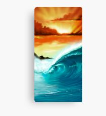 Blue Wave Sunset Canvas Print