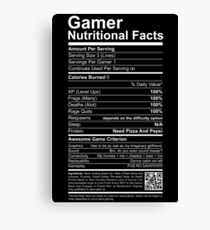 Gamer Nutritional Facts Canvas Print
