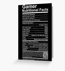 Gamer Nutritional Facts Greeting Card