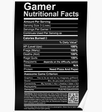 Gamer Nutritional Facts Poster