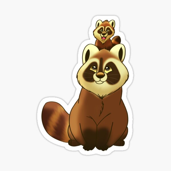 Raccoon - Moon - Sticker