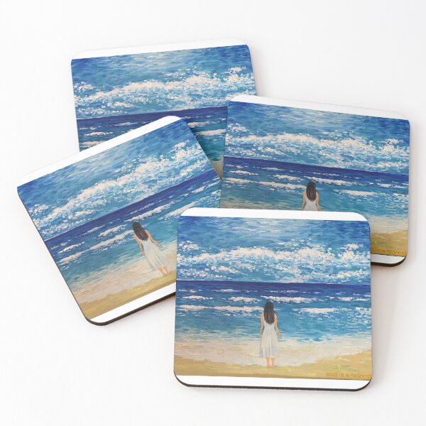 Item preview, beautiful blue beach and woman designed and sold by 73sojeossi.