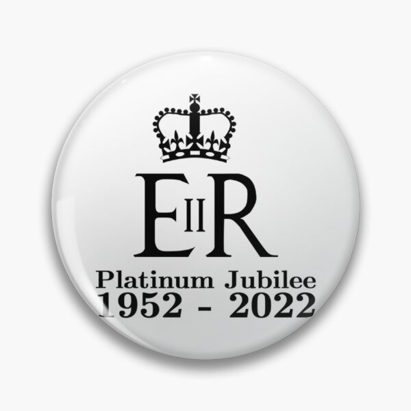 Item preview, E II R Elizabeth Regina Platinum Jubilee crown logo with dates in black   designed and sold by PinkPositiveT.