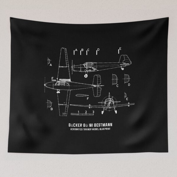 Item preview, Bücker Bü 181 Bestmann Aerobatics Trainer Aircraft Blueprint designed and sold by PodiShawna.