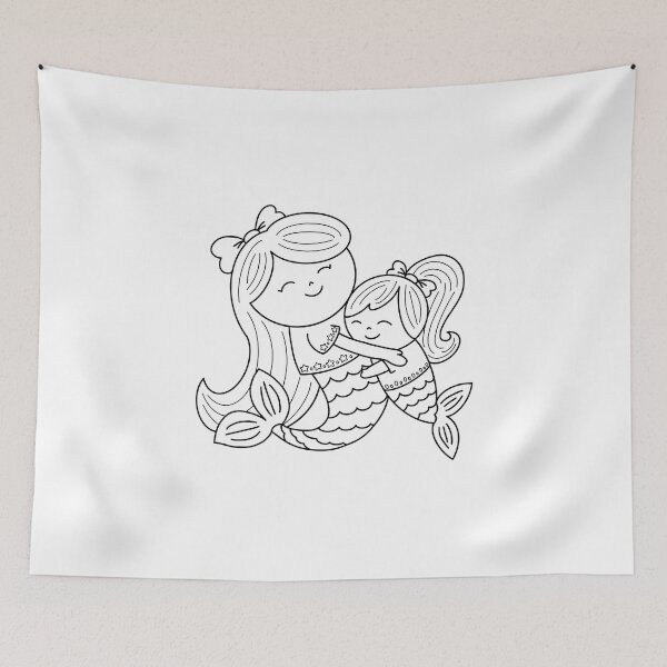 Item preview, mermaid coloring : mommy mermaid and daughter for painting activity at home or at birthday party Essential T-Shirt designed and sold by Tina-studio.