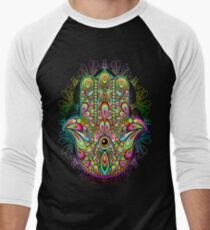 Hamsa Fatma Hand Psychedelic Amulet Men's Baseball Âľ T-Shirt
