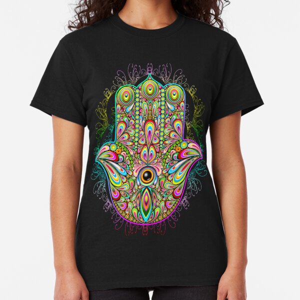 Hamsa Fatma Hand Psychedelic Amulet Classic T-Shirt