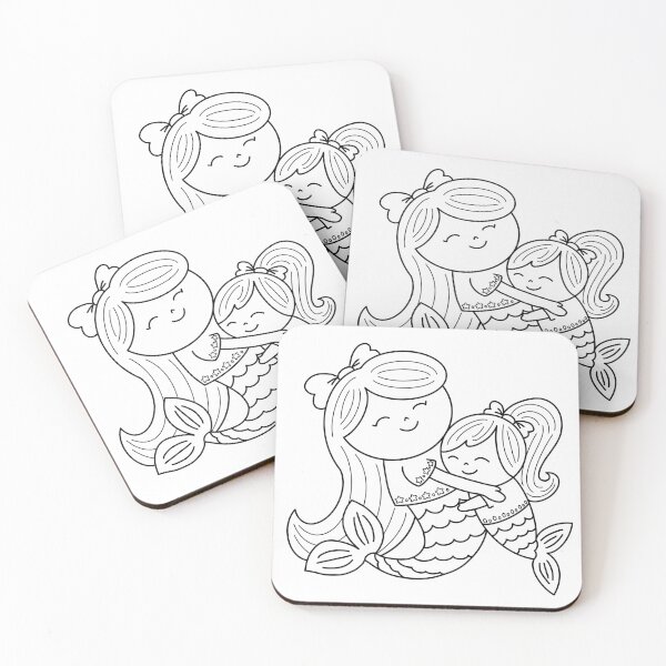 Item preview, mermaid coloring : mommy mermaid and daughter for painting activity at home or at birthday party Essential T-Shirt designed and sold by Tina-studio.