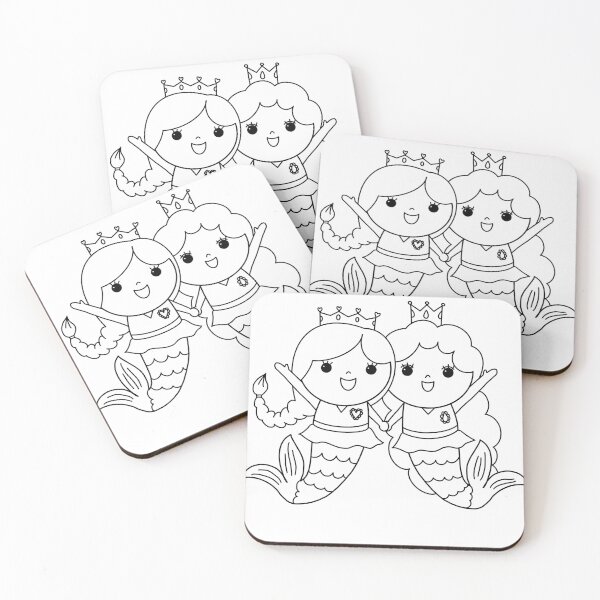 Item preview, mermaid coloring : mermaid and friend for painting activity at home or at birthday party designed and sold by Tina-studio.