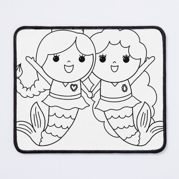 Item preview, mermaid coloring : mermaid and friend for painting activity at home or at birthday party designed and sold by Tina-studio.