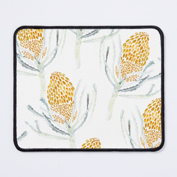 Item preview, Seamless Mustard Proteas on White designed and sold by Crimson-thyme.