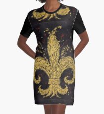 Gold Fleur De Lys Graphic T-Shirt Dress