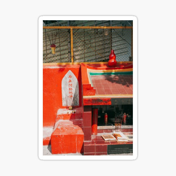 Chinese Street Temple Shrine Candles Sticker