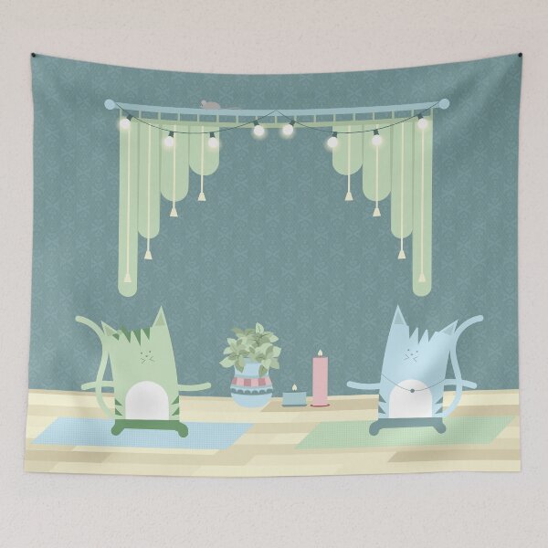 Item preview, Traveling Tabbies: Namaste designed and sold by Jessica Emery-McGregor.
