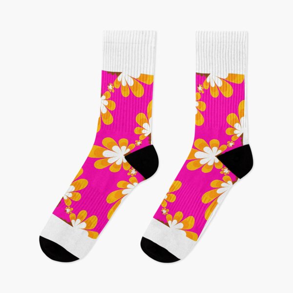 Item preview, colorful floral pattern on pink square background designed and sold by Chamaiporn Pangtorn.