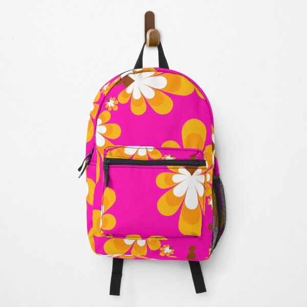 Item preview, colorful floral pattern on pink square background designed and sold by Chamaiporn Pangtorn.