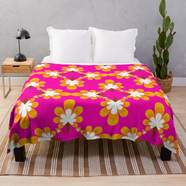 Item preview, colorful floral pattern on pink square background designed and sold by Chamaiporn Pangtorn.