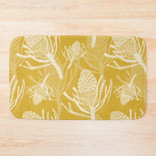 Item preview, Seamless White Protea on Mustard designed and sold by Crimson-thyme.