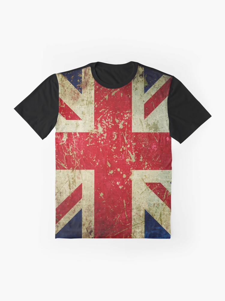 Alternate view of Grunge Union Jack - Scratched Metal Effect Graphic T-Shirt