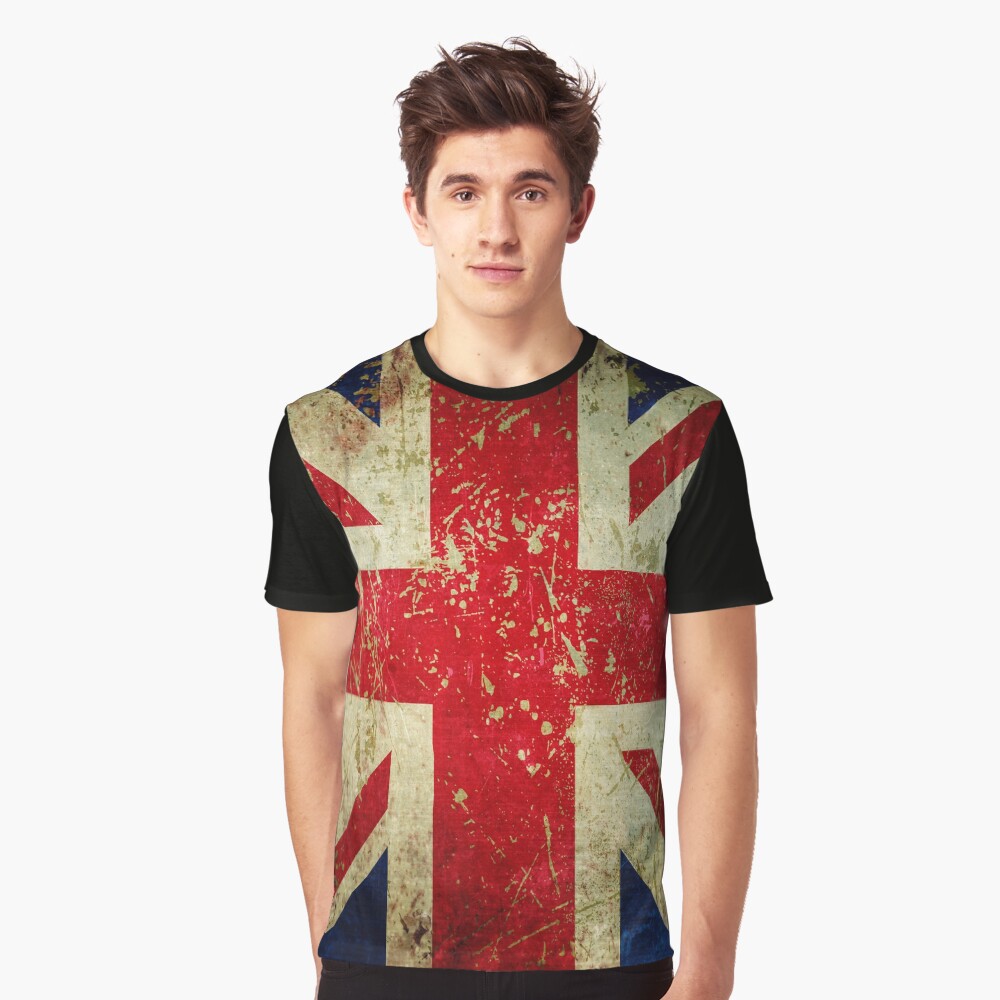 Grunge Union Jack - Scratched Metal Effect Graphic T-Shirt