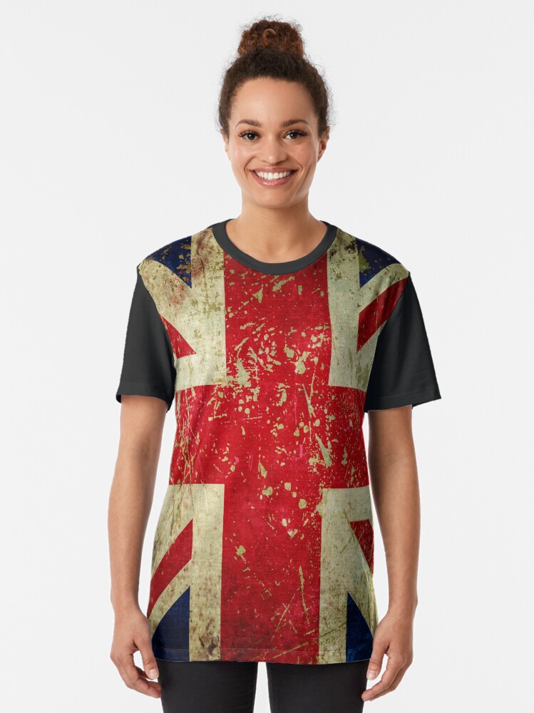 Alternate view of Grunge Union Jack - Scratched Metal Effect Graphic T-Shirt