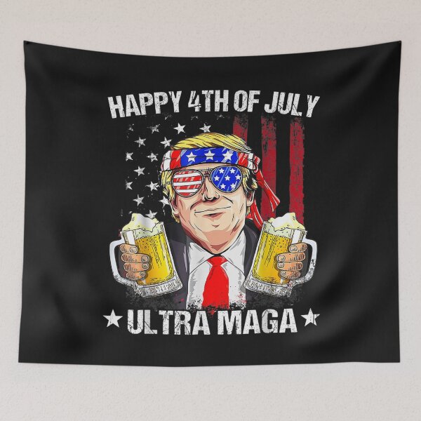 Item preview, Ultra Maga Proud Pro Trump Happy 4th of July American Flag T-Shirt designed and sold by Dieter-Marshall.