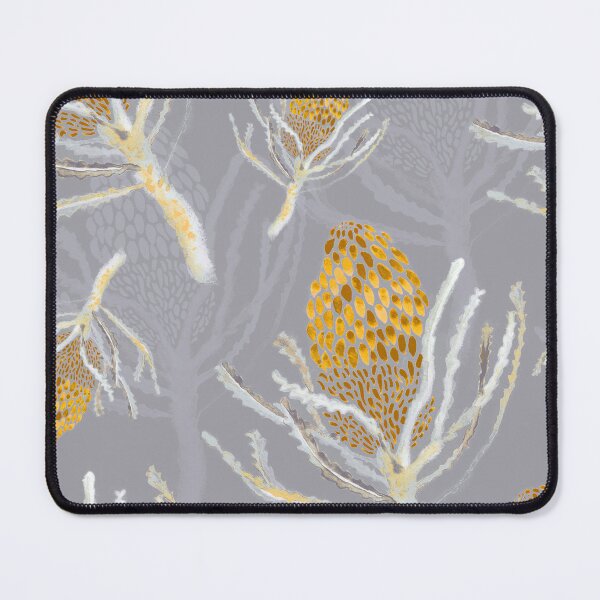 Item preview, Seamless Mustard Protea on Grey designed and sold by Crimson-thyme.