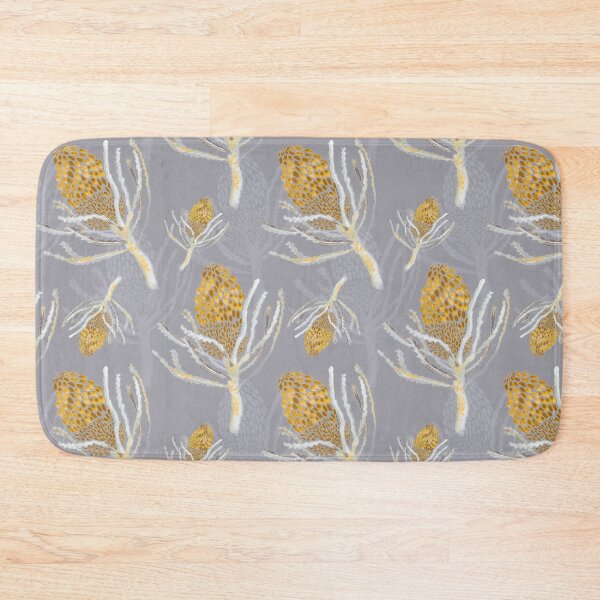 Item preview, Seamless Mustard Protea on Grey designed and sold by Crimson-thyme.